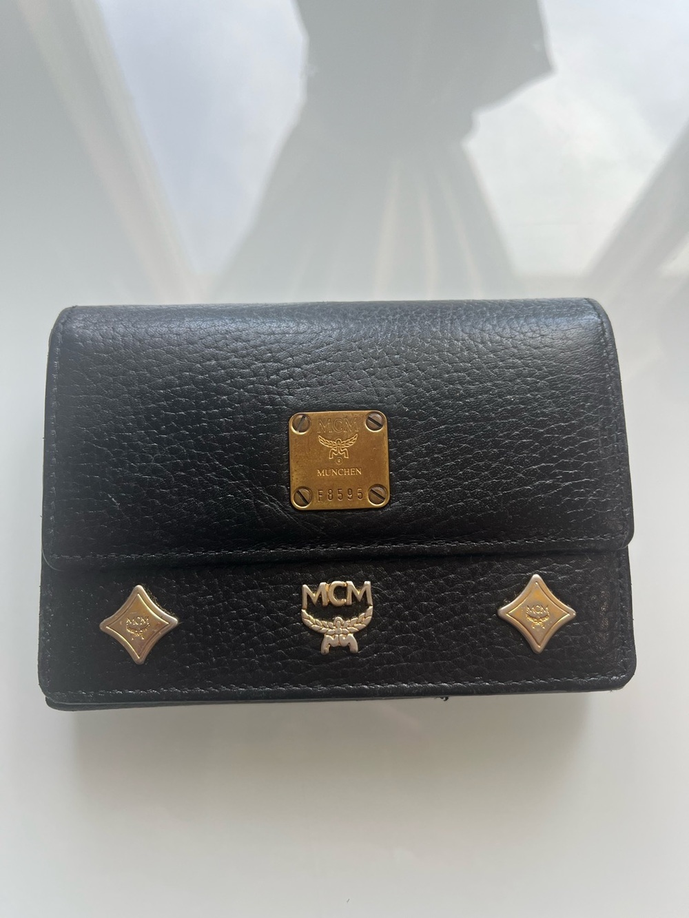 MCM VINTAGE BLACK LEATHER TRIFOLD WALLET